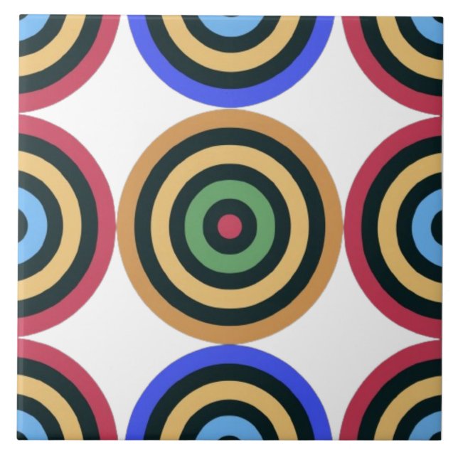 Modern Mid Century Colourful Geometric pattern Ceramic Tile (Front)
