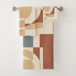 Modern Mid Century Geometric Abstract Bath Towel Set