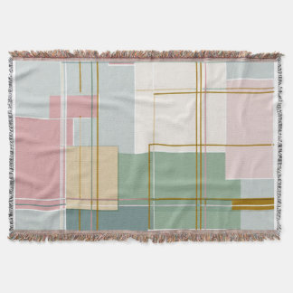 Modern Mid-Century Geometric Abstract King Portrai Throw Blanket