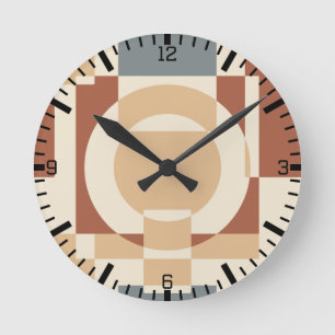 Modern Mid Century Geometric Abstract Round Clock