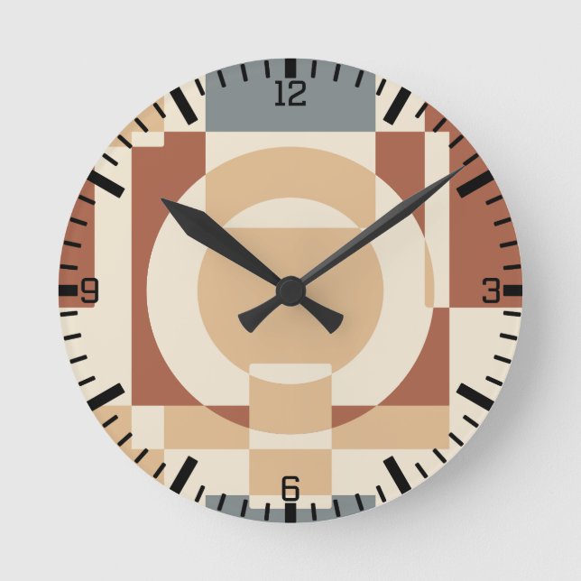 Modern Mid Century Geometric Abstract Round Clock (Front)