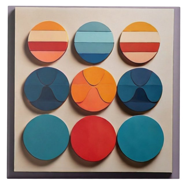 Modern Mid Century Geometric Ceramic Tile (Front)