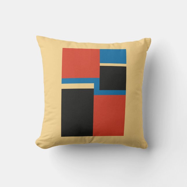 Modern Mid Century Geometric Colour Block Square Cushion (Front)