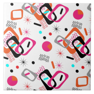 Modern Mid Century Geometric Pattern Ceramic Tile