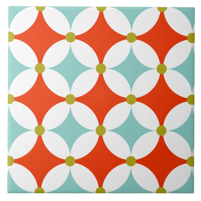 Modern Mid Century Geometric Pattern Ceramic Tile (Front)