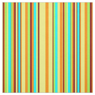 Modern Mid-Century Lime Turquoise Orange Stripes Fabric