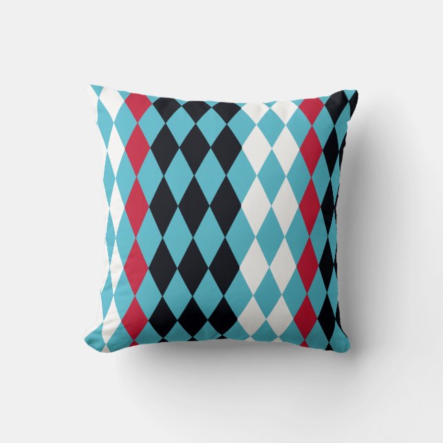 Modern Mid-Century mod retro diamonds Harlequin Cushion (Front)