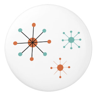 Modern Mid Century Retro Atomic Abstract Ceramic Knob