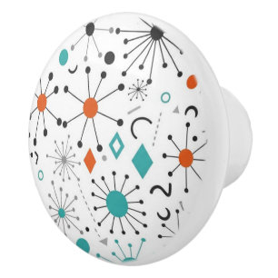 Modern Mid Century Retro Atomic Abstract Ceramic Knob