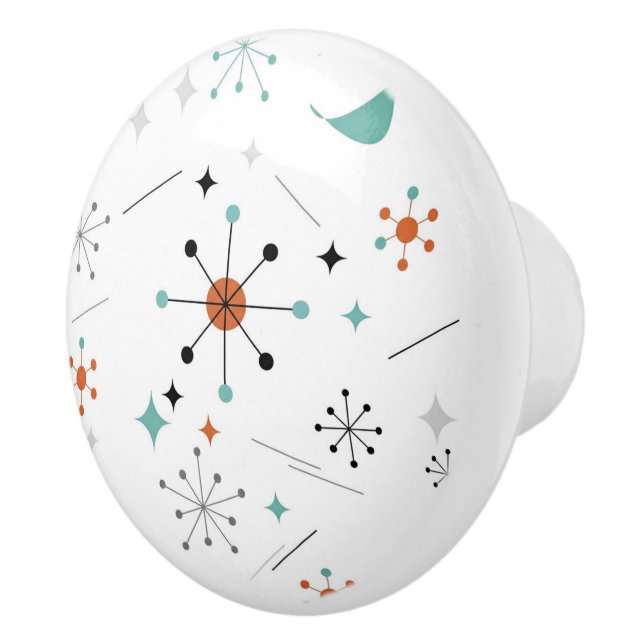 Modern Mid Century Retro Atomic Abstract Ceramic Knob (Right)