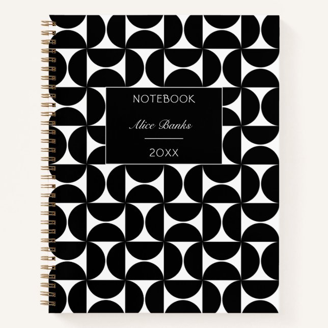 Modern Mid Century & Script Monogram Notebook (Front)