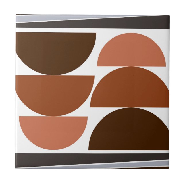 Modern Mid Century Semi Circle Warm Tones Ceramic Tile (Front)