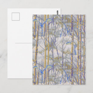 Modern Mid-Century Style Birch Forest Pattern Postcard