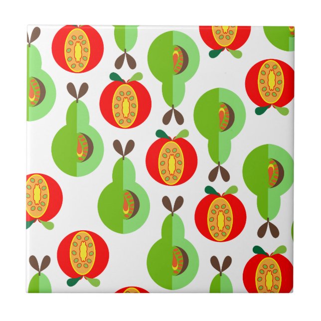 Modern Mid Century Style Fruit Design Ceramic Tile (Front)