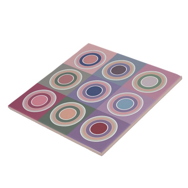 Modern Midcentury colourful circle pattern  big Ceramic Tile (Side)