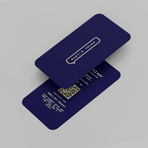 Modern Midnight Blue Gold Psychologist Therapist Business Card