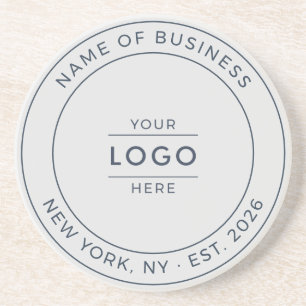 Modern Midnight Blue Grey Business Logo Est Year Coaster