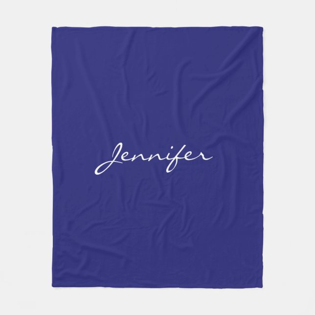 Modern Midnight Blue Plain Unique Fleece Blanket (Front)