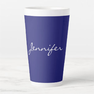 Modern Midnight Blue Plain Unique Latte Mug