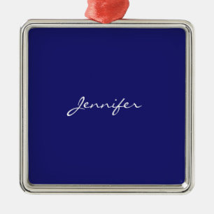 Modern Midnight Blue Plain Unique Metal Ornament