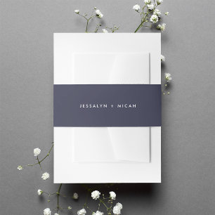 Modern Midnight Blue Wedding Invitation Belly Band