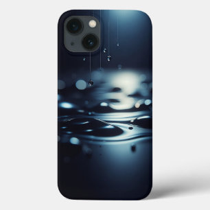Modern Midnight Dew Phone Case Elegant Dark Liquid
