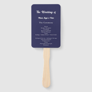 Modern Midnight Navy Order of Service Program Hand Fan