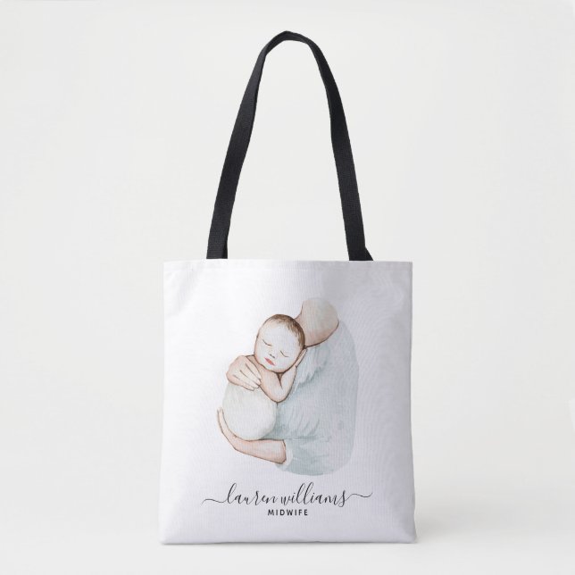 Modern Midwifes Doula Birth Nurse Cute Watercolor Tote Bag (Front)