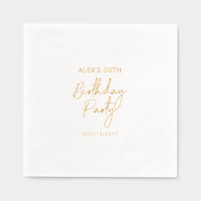 Modern Milestone Adult Birthday Party Foil Napkins (Front)