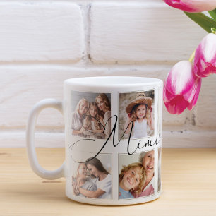 Modern Mimi Script   Grandchildren Photo Collage Coffee Mug