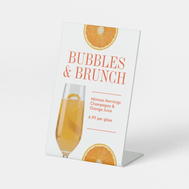 Modern Mimosa Cocktail Bar or Table Brunch LTO Pedestal Sign (Front)