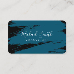Modern Ming Black Brush Stroke Paint Business Card