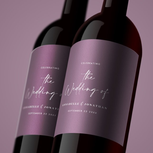 Modern minima script purple typography wedding wine label (Creator Uploaded)