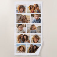 Modern Minimal 10 Photo Grid Collage - White