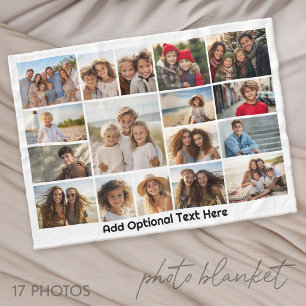 Modern Minimal 17 Photo Collage Gallery Fleece Blanket