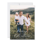 Modern minimal 1 photo Christmas elegant script Ho