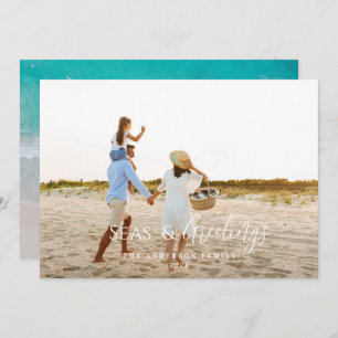 Modern minimal 1 photo Christmas Holiday Card