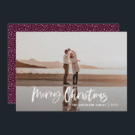 Modern minimal 1 photo green script Christmas Holiday Card<br><div class="desc">Merry Christmas modern 1 photo Christmas card. Modern black,  green and white holiday design. Script text with a modern edge. Hand painted polka dot spotty backer. Change the backer colour to customise.</div>