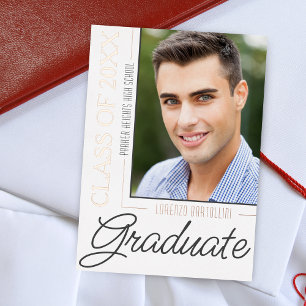 Modern Minimal 1 Photo Rose Gold Graduation