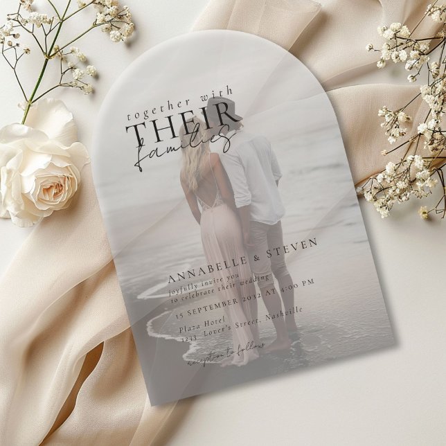 Modern, Minimal, 1 Photo, Wedding  Acrylic Invitations (nvite your loved ones to your special day with this elegant, modern minimal photo acrylic transparen)