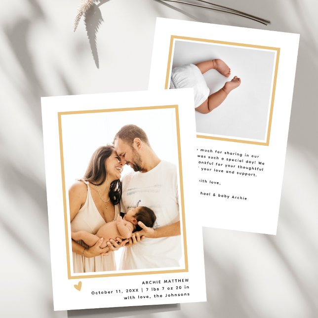 Modern Minimal 2 Photo Baby Shower Thank You Birth Announcement (Creator Uploaded)
