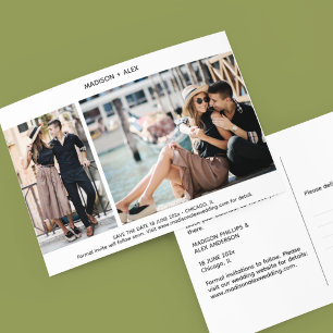 Modern Minimal 2-Photo Save the Date Postcard