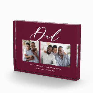 Modern minimal 2 photo script dad Fathers day Block