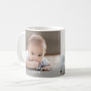 Modern Minimal 2 Photo White Text Overlay Keepsake Coffee Mug