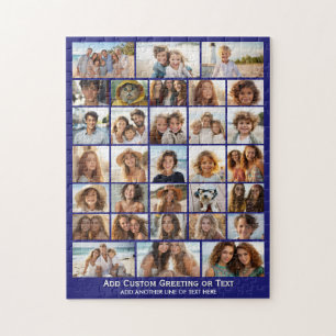 Modern Minimal 31 Photo Collage with Script Text Jigsaw Puzzle