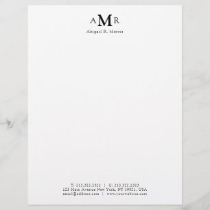 Modern Minimal 3 Monogram Basic Office Business Custom Letterhead