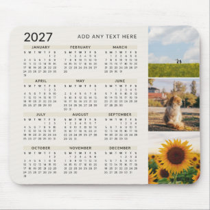 Modern Minimal 3 Photo 2027 Calendar Beige Mouse Pad