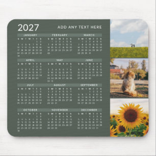 Modern Minimal 3 Photo 2027 Calendar Sage Green Mouse Pad