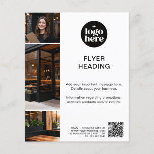 Modern MInimal 3 Photo Logo QR Code Business Flyer