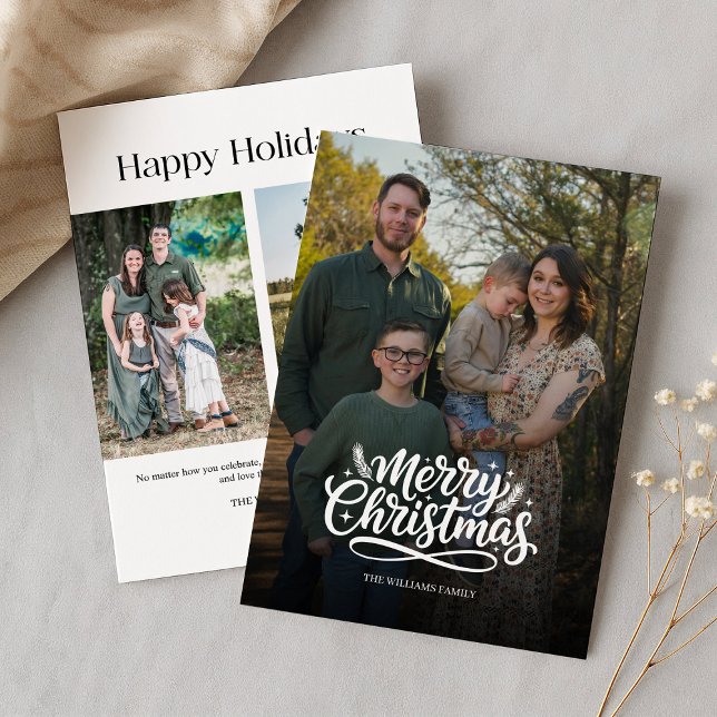 Modern minimal 3 photos Christmas Holiday Card (Creator Uploaded)